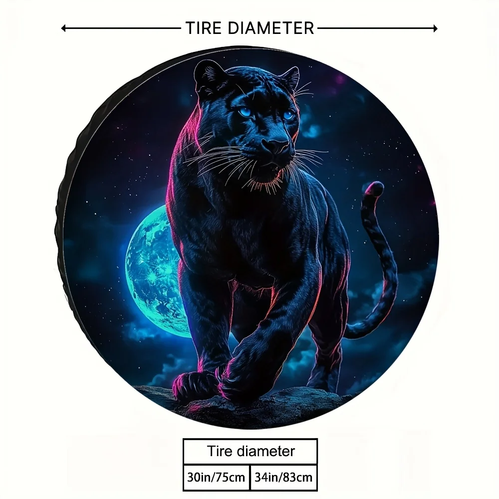 

Black Panther Cosmic Night Tire Cover Durable Vehicle Accessory Universal Fit for Trucks and Cars