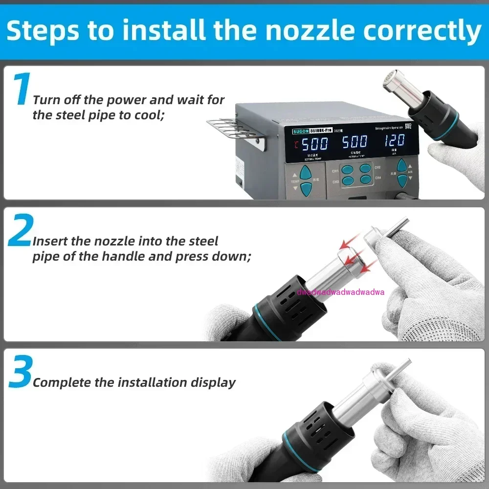 SUGON 8610DX Pro 1000W Hot Air Rework Station Microcomputer Digital Display BGA Rework Station Curved Nozzle Welding Repair Tool