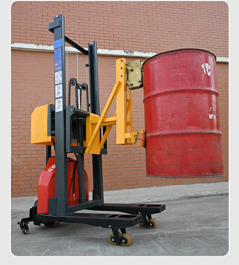 LH Double Lifting Oil Drum Stacking Truck Electric Hydraulic Lifting Forklift