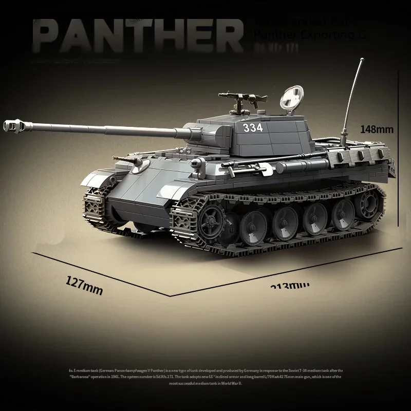 WORLD WAR II TANK Panzerkampfwagen v Panther Ausführüng G Sd.Kfz.171 Building blocks military doll boy 8 year old toy gift