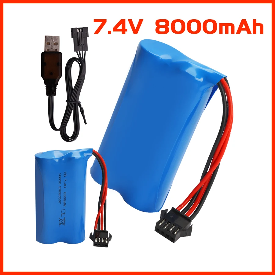2S  8000mah 18650 LI-ION Battery with SM-4P Plug for car model water bullet guns toys parts RC toys Boat Spare Parts battery