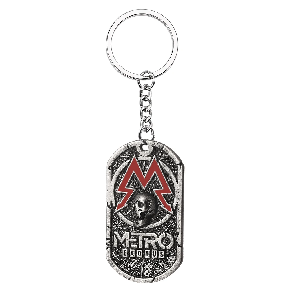 Game Metro Exodus Dog Tag Keychain Spartan Rangers Logo Pendant Key Chain Vintage Keyrings For Fans Accessories Bag Ornament