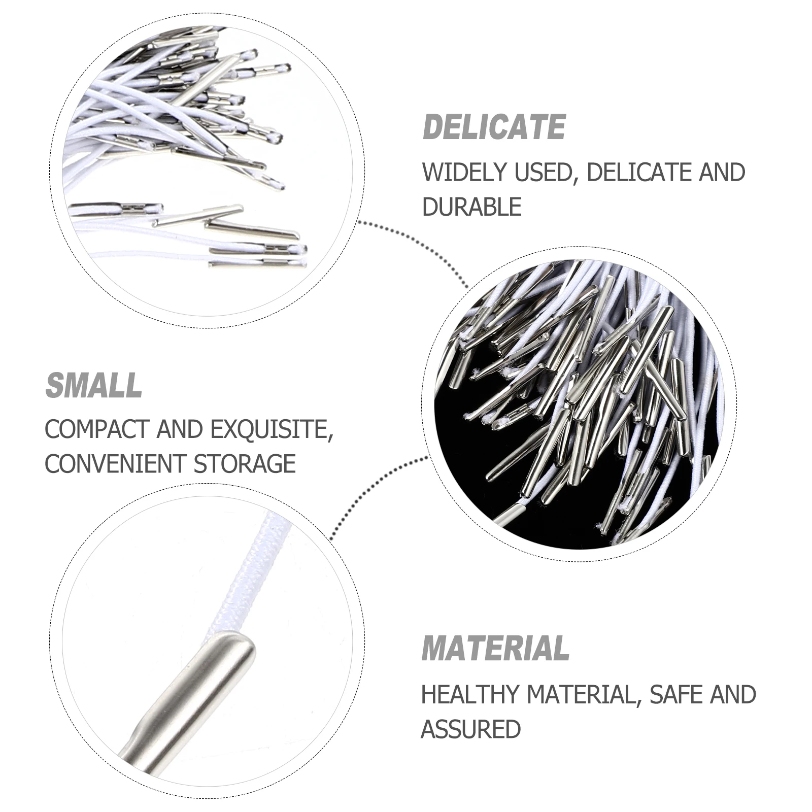 Elastic Cord String Barbed Metal Drawstring Stretch Sewing Ropes Band Barbs Rope Round Thread White Cords Loop Flat Hoodie Ear