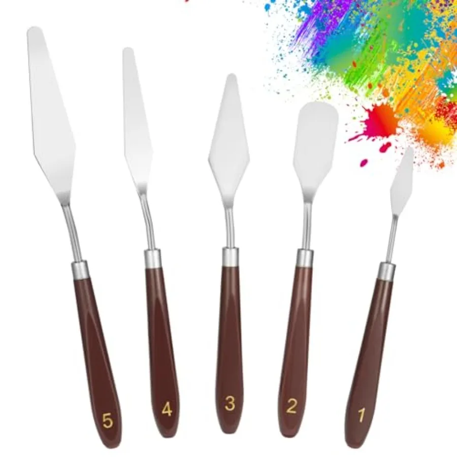 

Набор ножей из нержавеющей стали, 5 шт., с эргономичными ручками для масляной и акриловой живописи на холсте, идеальный художественный инструмент для Pr