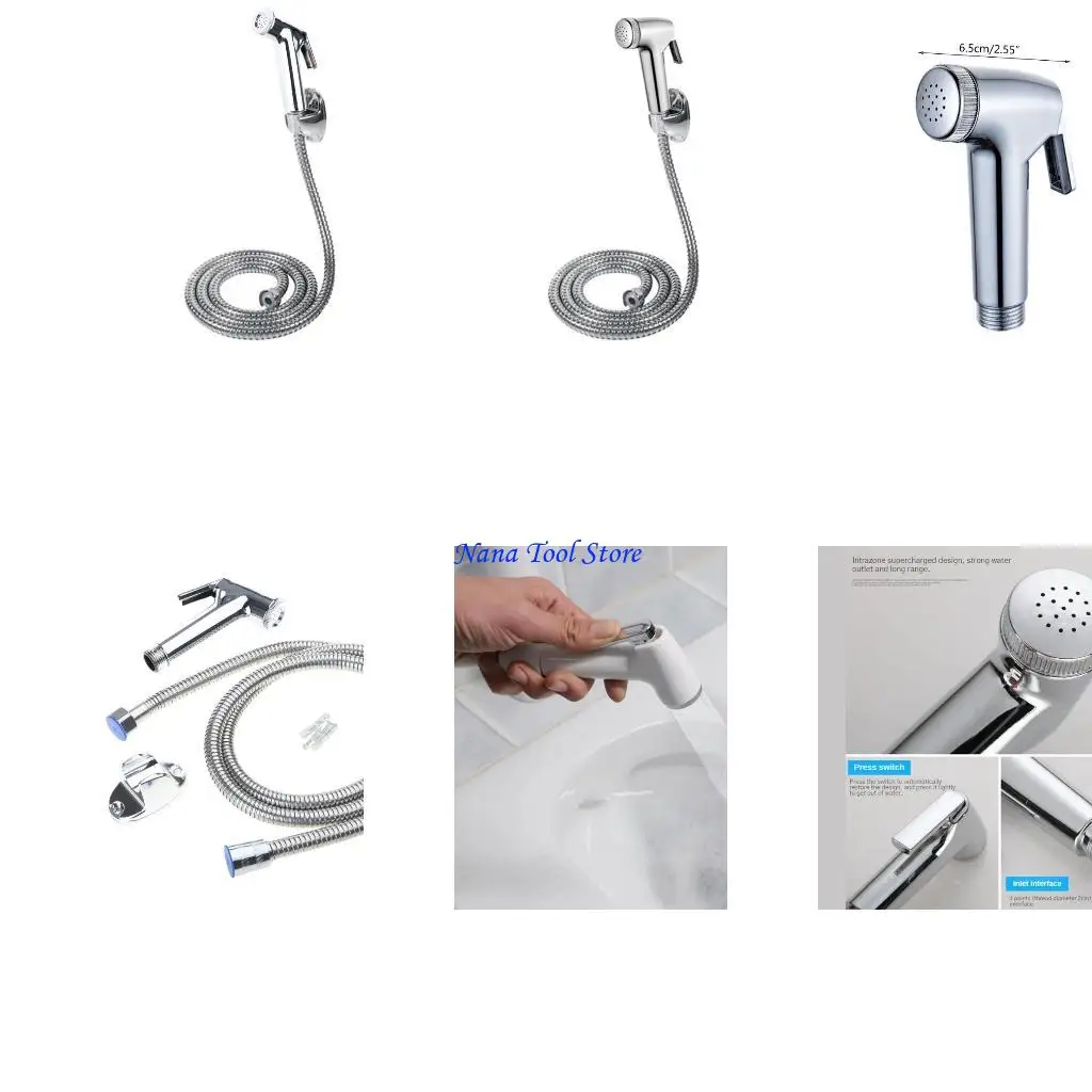 

31GJ Portable Bidet Sprayer Set with Spring Hose Bidet Sprayer for Head Replacement