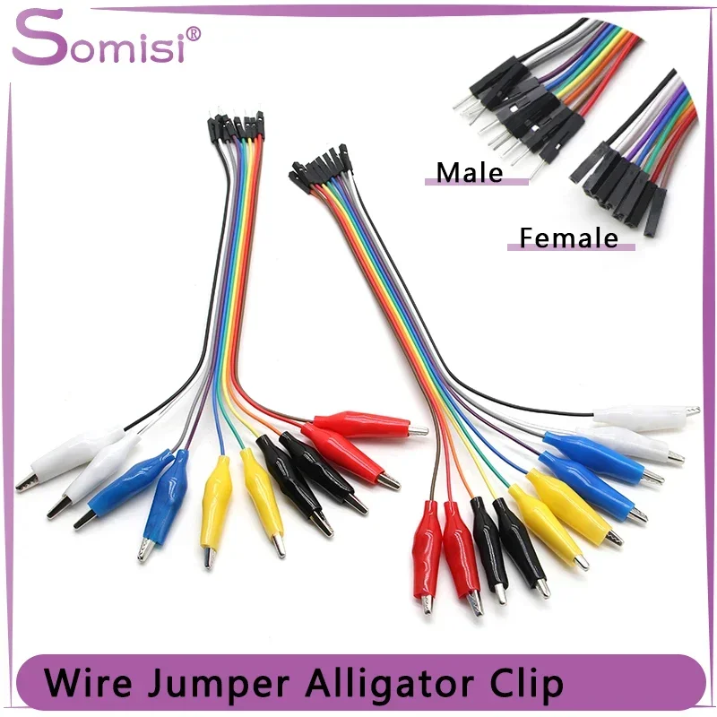 

20cm 30cm 10pins Double Head Alligator Clip Jumper Cable DIY Connection Male and Female Alligator Clips Test Wire Jumpers