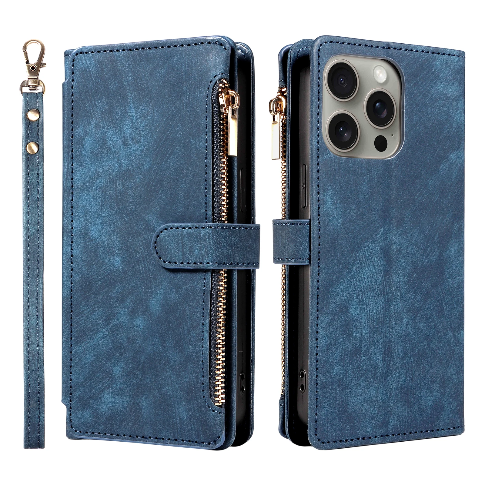 Rits Magnetische Flip PU Lederen Telefoonhoesje voor IPhone 17Air 16e 15 14 13 12 11 Pro Max Anti-diefstal en Anti-val Wallet Cover