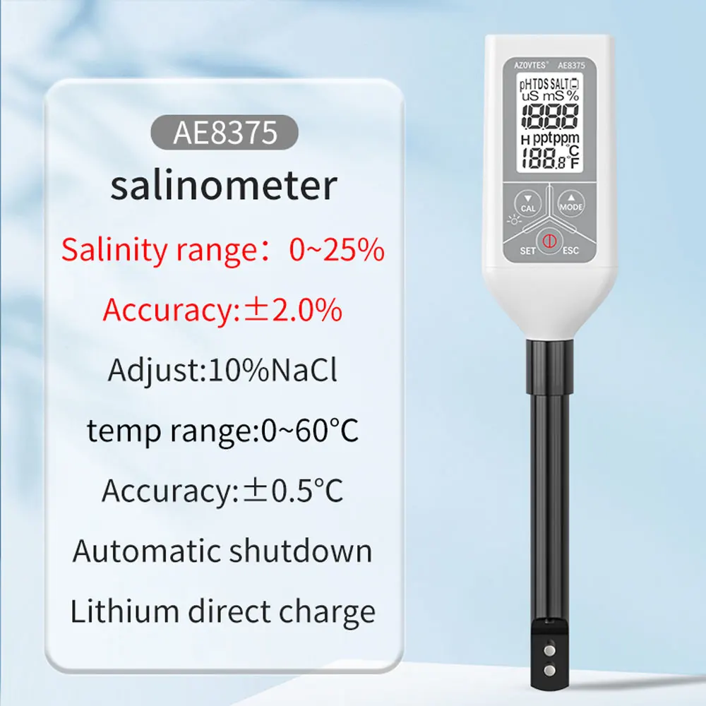 

Pen salinometer AE8375 Digital Quality Salinity Meter tester Used for Catering brine Food processing range 0~25%