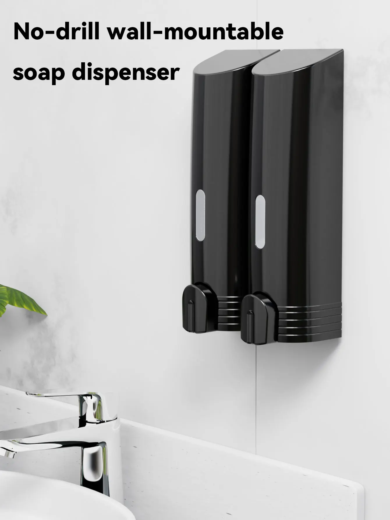 1pc Double Head Manual Soap Dispenser Wall-Mounted Perforation-Free Hotel Bathroom Shampoo Shower Gel Dispenser Kitchen Hand San