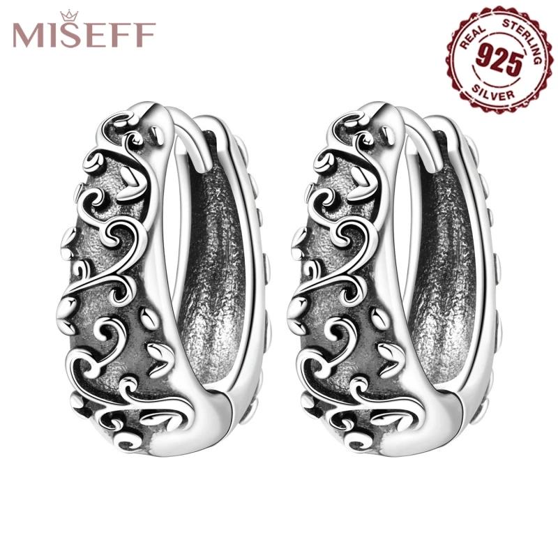 MISEFF 2025 Earrings 925 Sterling Silver Retro Style Vine Hoop Earrings Evening Party Silver Jewelry Female Gifts Plata S925