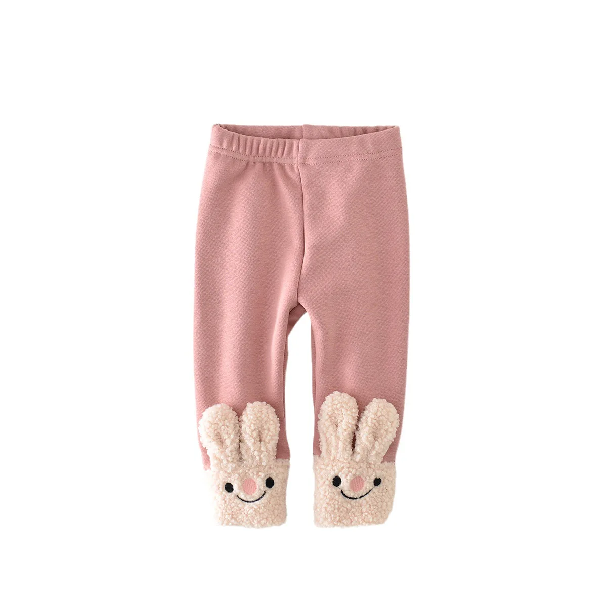 Korean 2023 Autumn Winter Baby Girls Pants Cotton Fleece Rabbit Warm Infant Girls Leggings Exterior Thick Toddler Girls Trousers