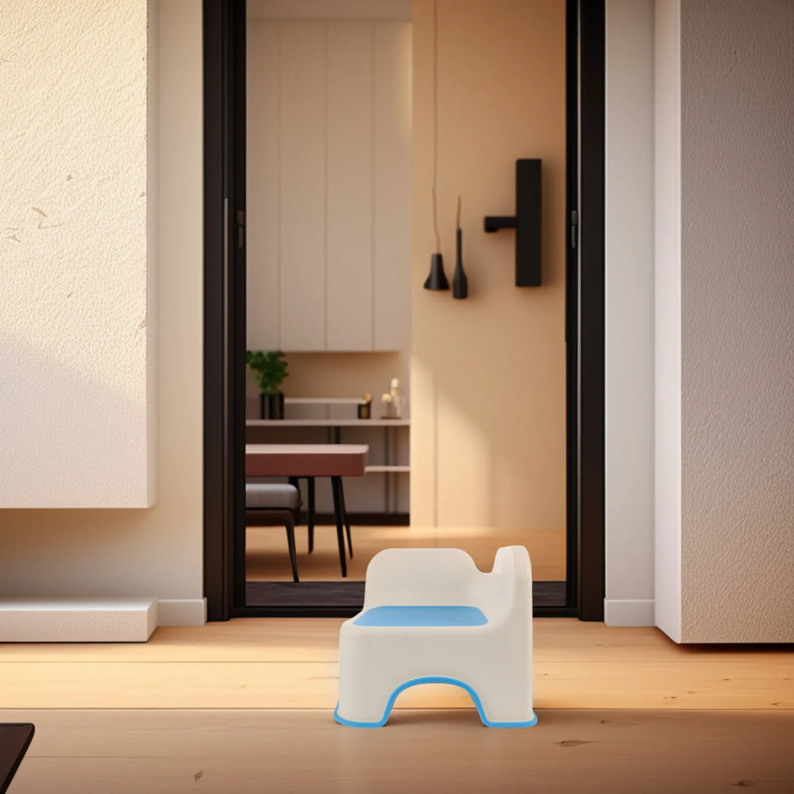 子供用プラスチック製スツール-厚みのある安定したスカイブルー-キッズステップスツール-トイレトレーニング用-バスルームシューズ交換用-滑り止め付き