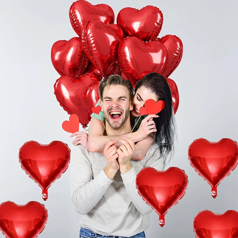 1/5Pcs 18inch Red Love Heart Shape Foil Balloons Wedding Birthday Party Decorations Aluminum Foil Ballons Air Balls Globos