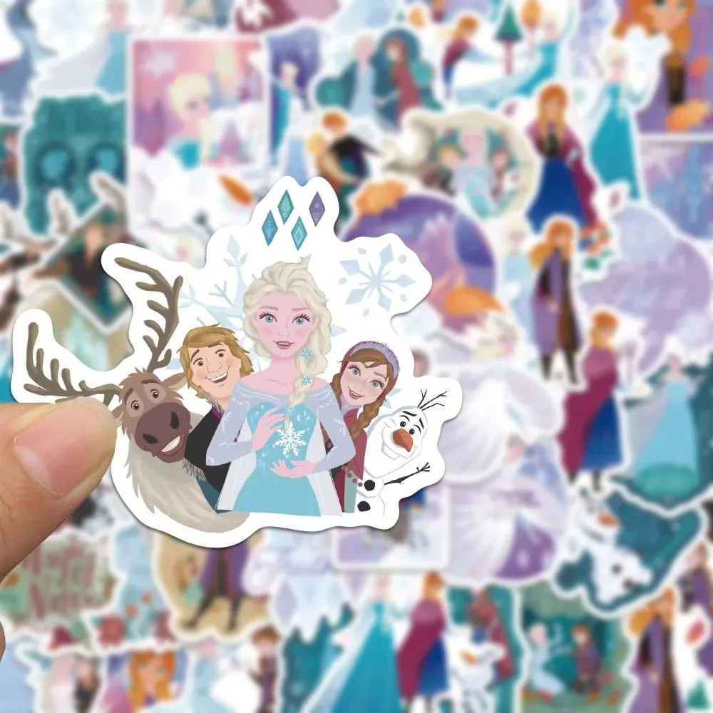 50pcs Disney Anime Frozen Cartoon Stickers Cute Elsa Anna Princess Decals DIY Luggage Stationery Phone Case Sticker Decoration