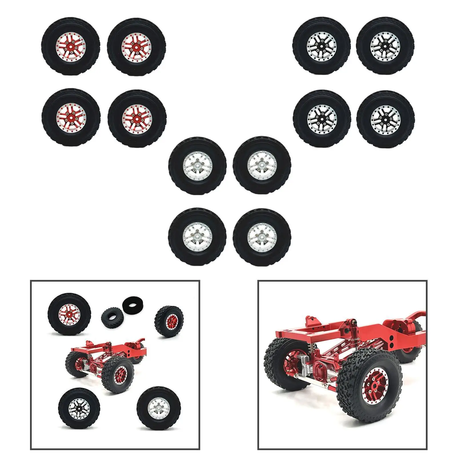 4x Ruote per auto RC Pneumatici Pezzi di ricambio durevoli di ricambio per MN82 MN78 D90 D911/12 RC Car C14 C24 C34 C44 1/16 RC Parti di automobili