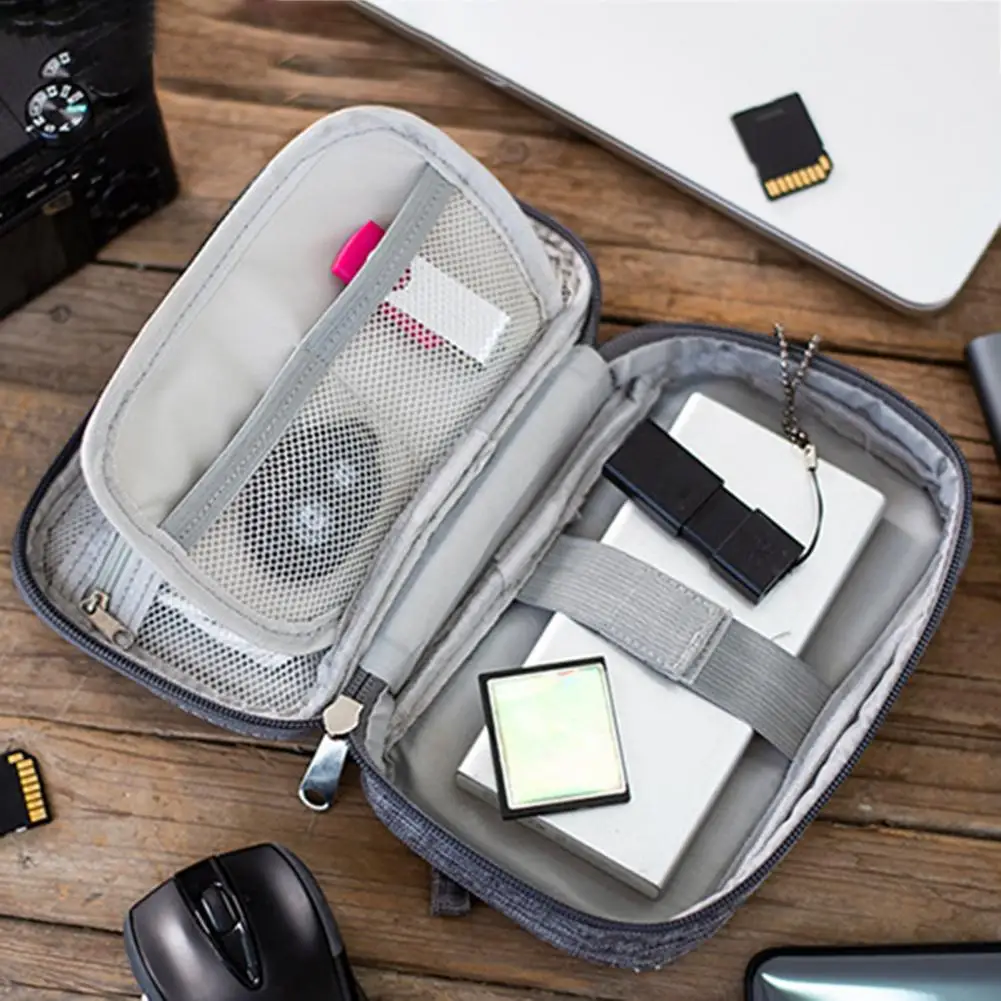 3 Mesh Pockets Organizer Bag Cable Storage Organizers Pouch Carry Case USB Cable Cord Waterproof Double Layers Storage Bags