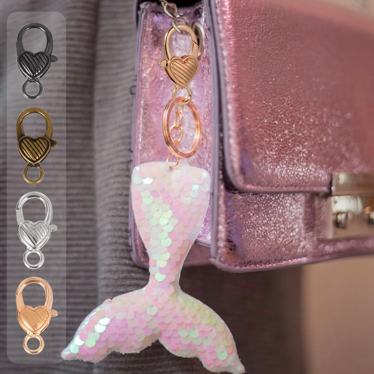 

40 Pcs Magnetic Necklace Clasp Heart Lobster Key Accessories Bags Clasps for Jewelry Making