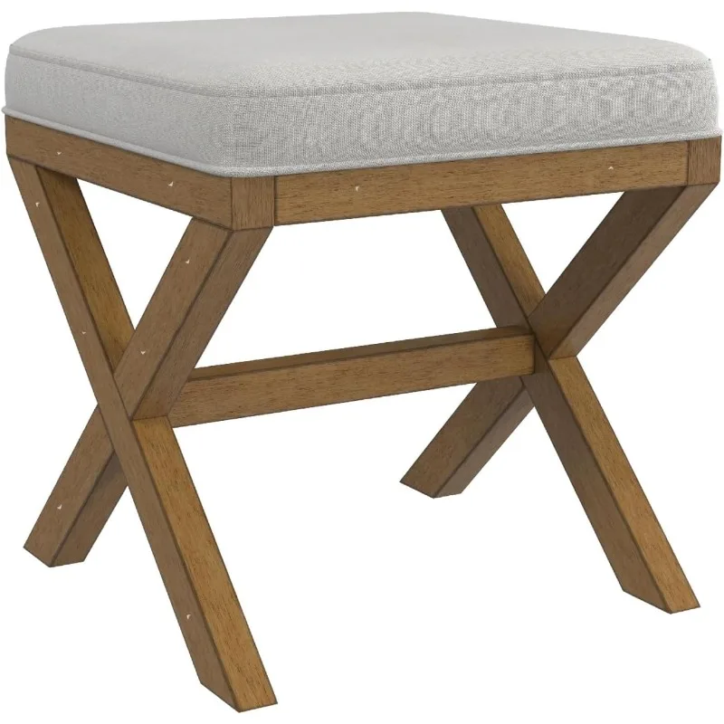 

Somerset Backless Wood Vanity Stool for Makeup Room or Bathroom, Dark Driftwood