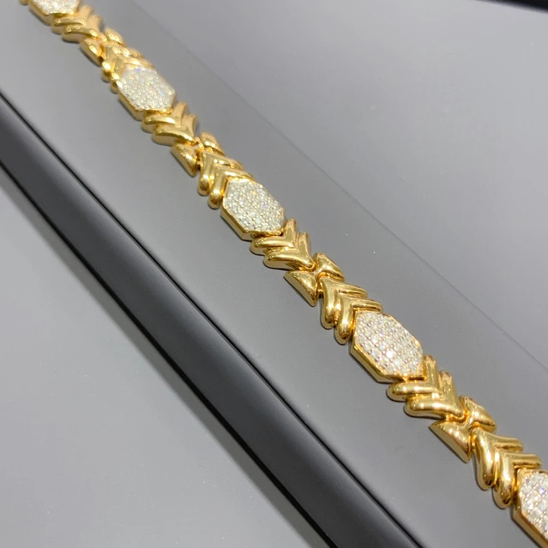 Aazuo 18K Solid Yellow Gold Natural Diamonds 1.41ct Luxury Bracelet Gift For Woman Upscale Trendy Wedding Engagement Party Au750