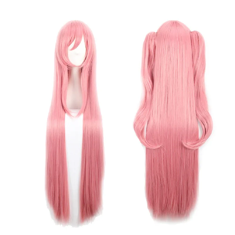 Anime Krul Tepes Wig 100CM Pink Double Ponytail Long Straight Wigs Owari No Seraph Of The End Synthetic Cosplay Wig