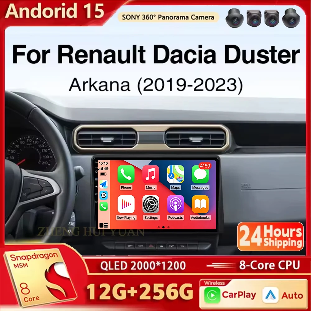Radio para Auto con Android 16, CarPlay y Android Auto para Renault Dacia Duster 2019 2020 2021 2022 2023 Arkana, Reproductor Multimedia para Auto