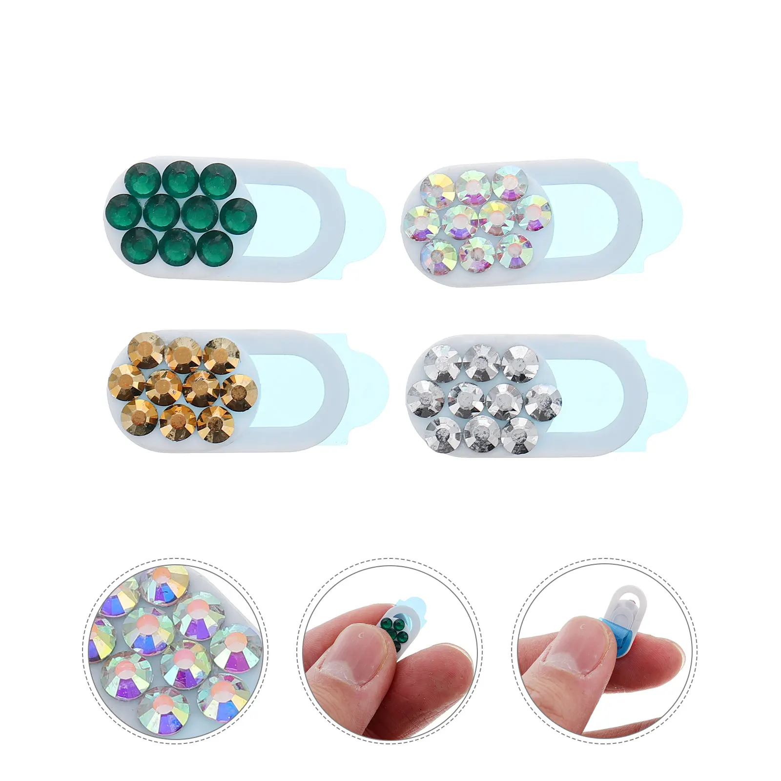 

4 Pcs Rhinestone Privacy Cover Smartphone Camera Webcam Slider Rhinestones Data Protection