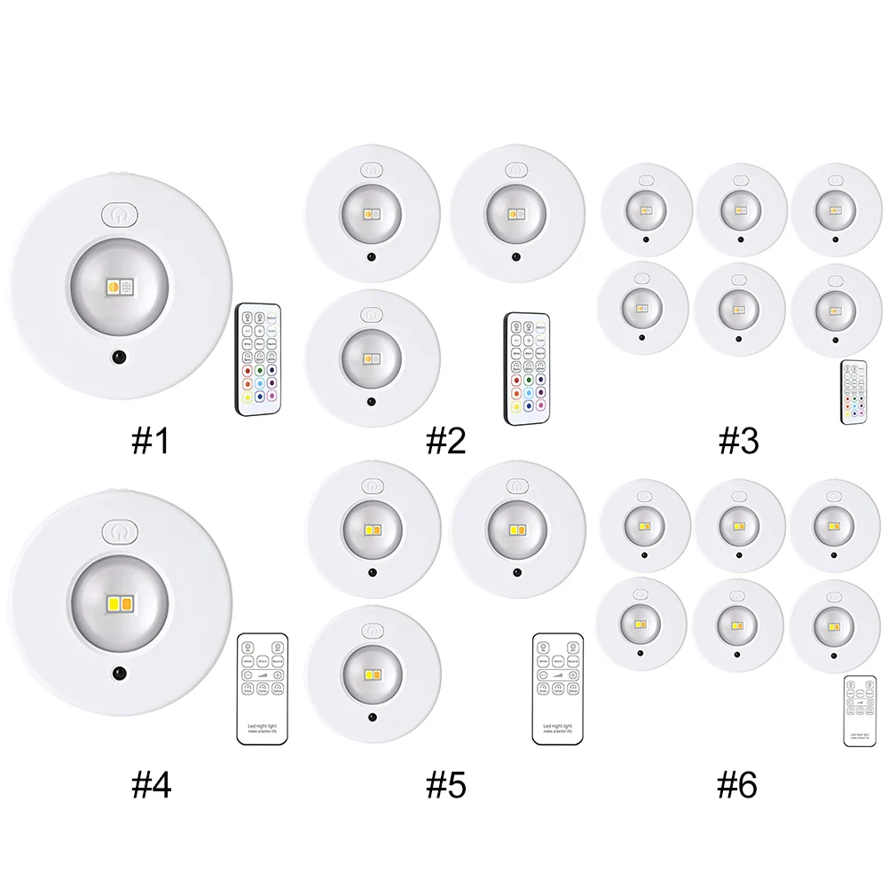 Magnetic LED Cabinet Light with Remote Control Wireless Puck Light USB Charging Under Closet Light for Cabinet Hallway Closet