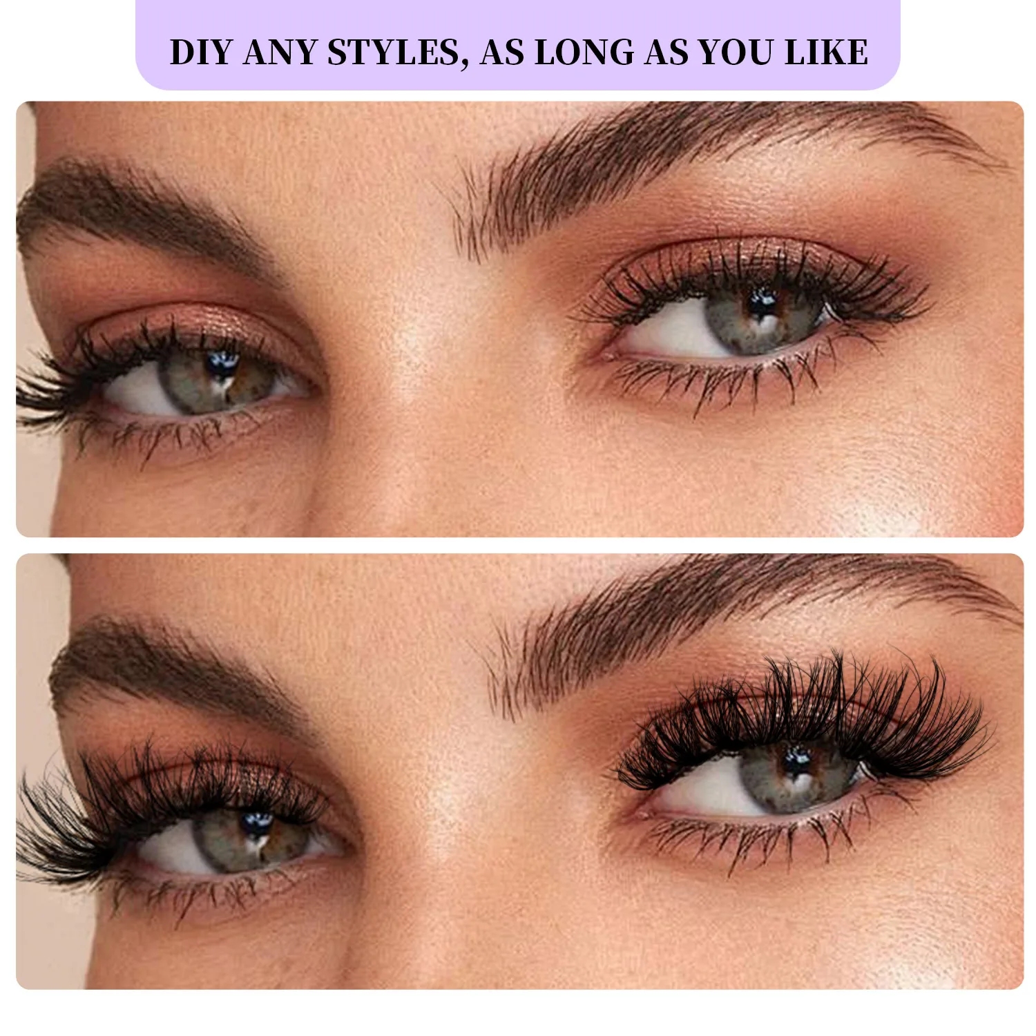 3D Effect 240pcs DIY Eyelash Extension Kit, Mascara, Eyelash Glue, Brush, Tweezers Kit (0.07mm-30D+40d-8-16mm Mixed Kit)