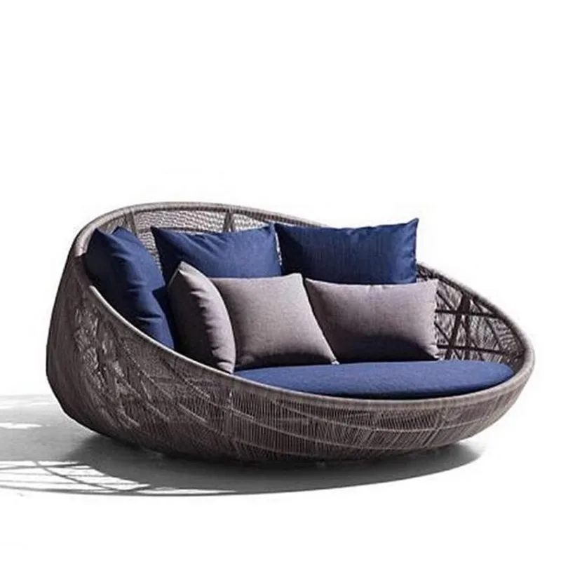 Outdoor Lounger Hotel Leisure Swimming Pool Rattan Round Bed Balcony Lazy Beach Lounger