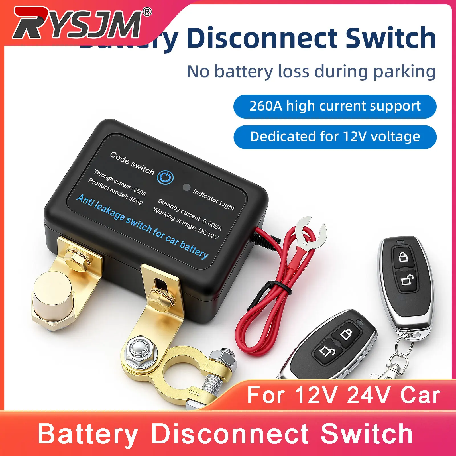 

12V 260A 24V 120A Car Remote Battery Disconnect Switch Anti Leakage Power-Off Switch Battery Disconnect Switch For Auto Car Truc
