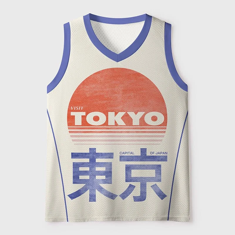 2026New V-neck Mesh Basketball Sports Vest Japanese Ukiyo-e Animal Print Sleeveless Loose Street Style Breathable Sports T-shirt