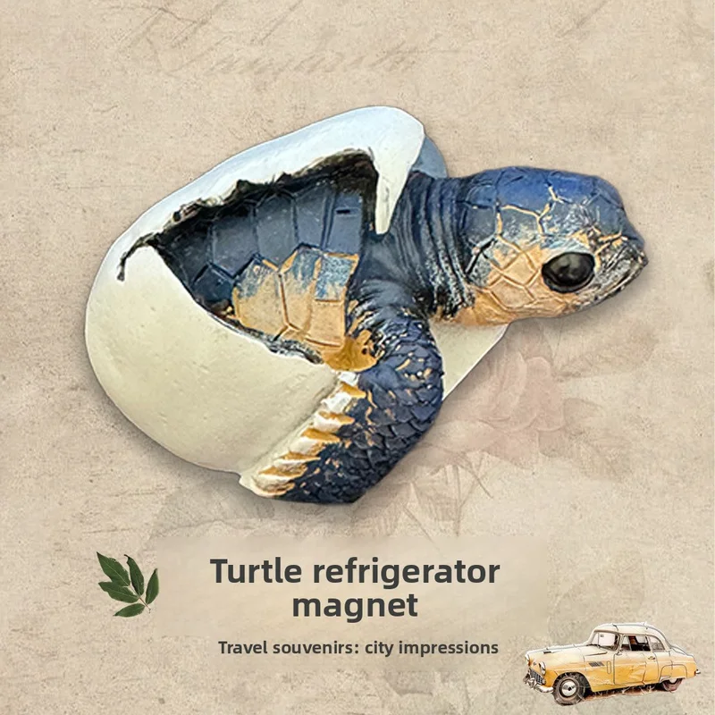 

New Creative Beach Turtle Shell Breaking Souvenirs Refrigerator Stickers Resin Painted Decorations Souvenirs Handmade Home Decor