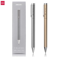 Deli Metal Gel Pen Black Ink Signing Pen 0.5mm Writing Stationery with Pen Refills High Quality for Office Student Supplies