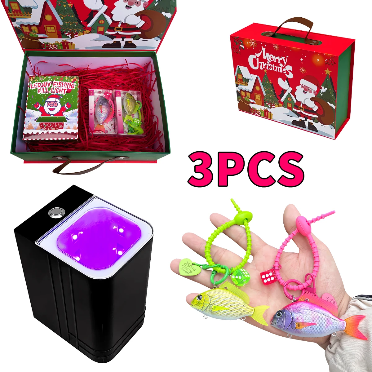 

Набор для ночной рыбалки BASSKING: светодиодный УФ-фонарь-ловушка с функцией быстрой подсветки (1 клик), включая 1 подсветку и 2 реалистичных макрельных приманки