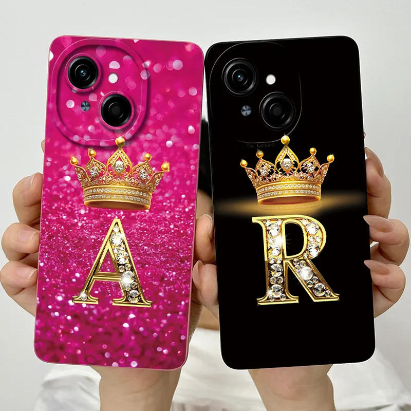 Para tecno spark go 1 moda carta inicial casal caso de telefone tecno spark go 2025 go1 1s pop 9 4g silicone macio tpu lente invólucro