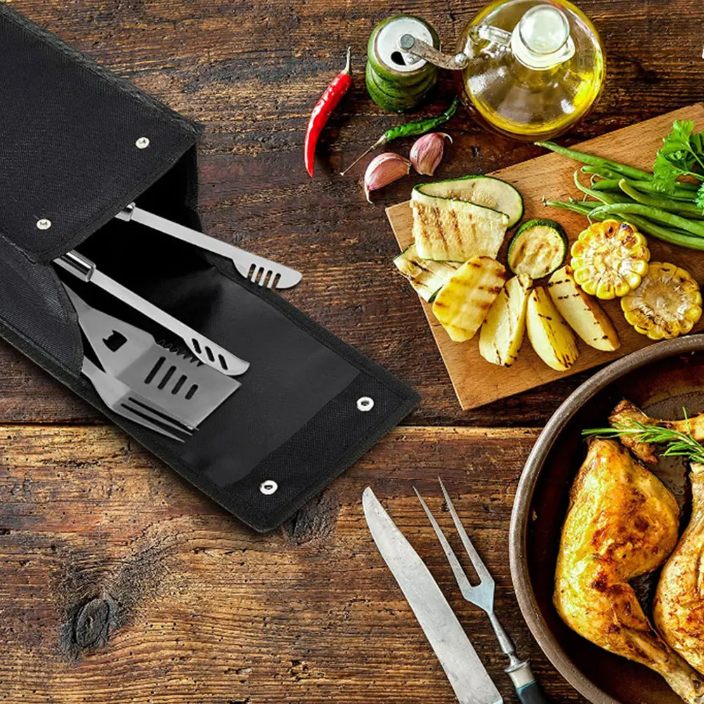 

Barbecue Storage Bag 16x16x51cm Oxford Cloth Black BBQ Utensil ganizer Travel Bags Foldable Grill Accessories Outdoor Camping