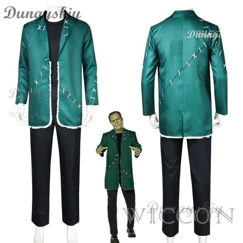 Frankenstein Cosplay Green Coat suit Anime Scientific Freaks Costume Halloween Party Terror Prop for Man Women