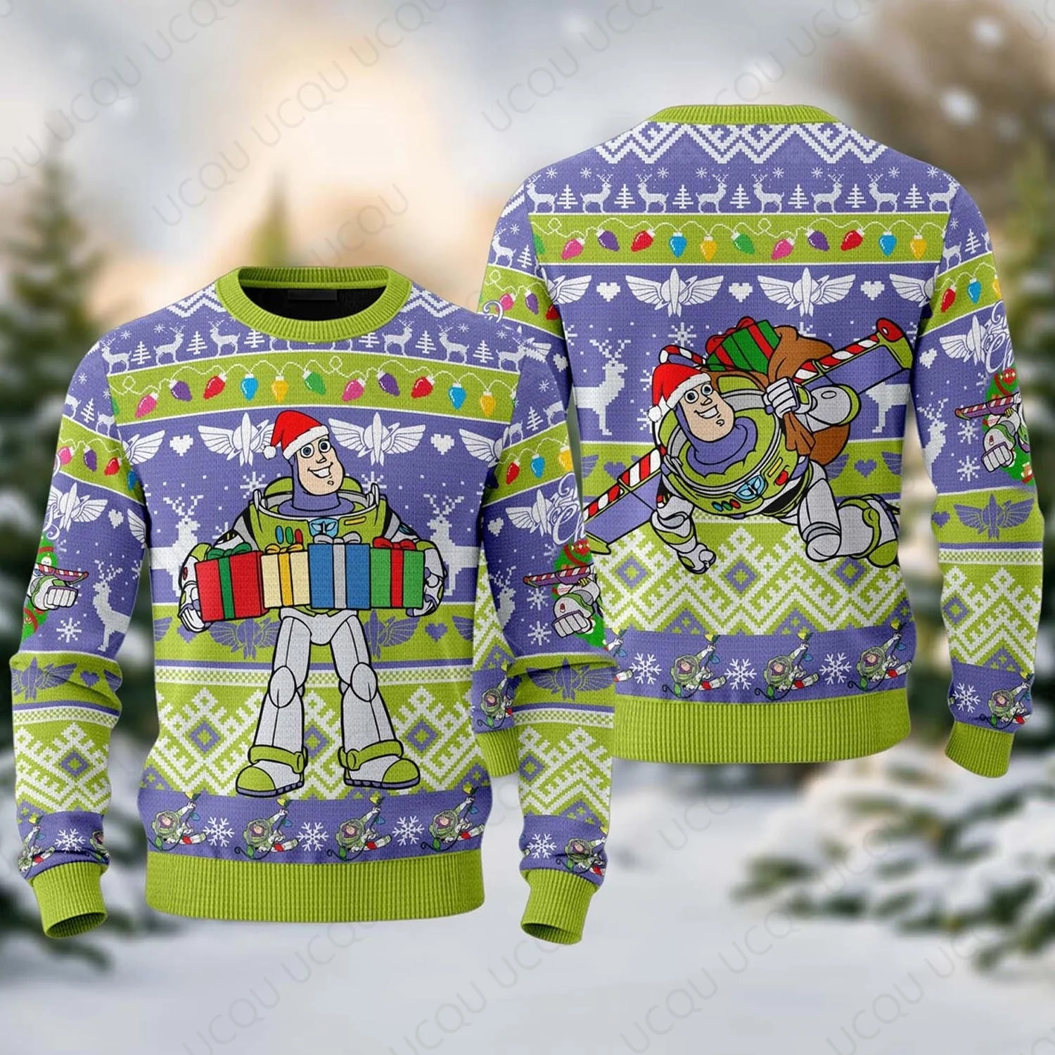 وودي الطنانة الخفيفة سترة عيد الميلاد القبيحة وهمية متماسكة عطلة البلوز الرجال النساء الاطفال متعة هدية عيد الميلاد الشتاء الدافئ الكرتون