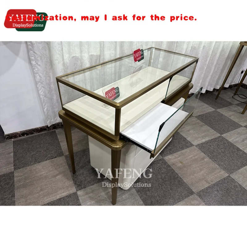 

Изготовленная на заказ. Современная витрина для ювелирных изделий из нержавеющей стали. Витрина из закаленного стекла. Розничные магазины. Светодиодный мрамор, МДФ, металл.