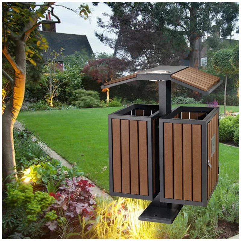 Outdoor Wood Waste Container Decorative Big Garbage Can Outside Wood Dust Bin