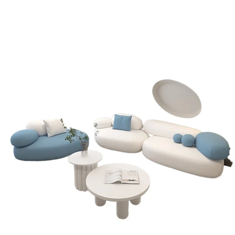 

Cream wind small apartment living room sofa simple special-shaped