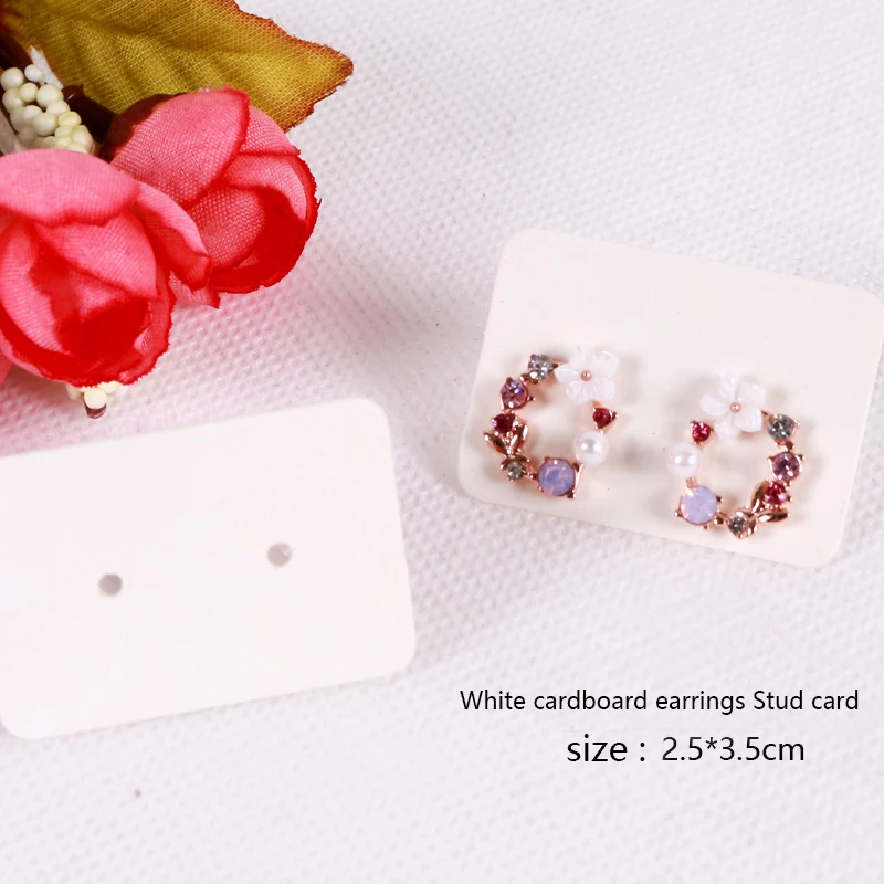 

100Pcs Blank Earrings Ear Studs Tag Paper Display Card Hanging Jewelry White