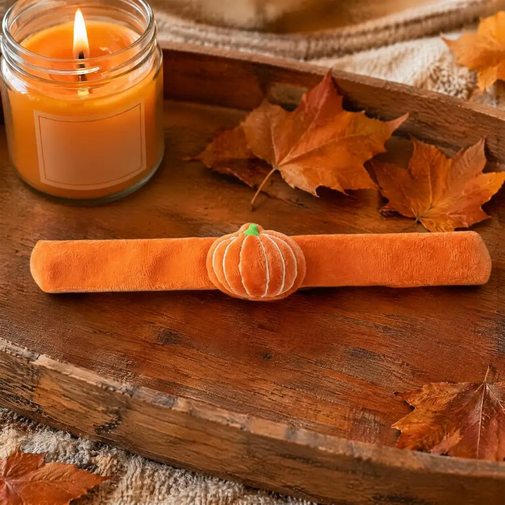 Ghost Pattern Bands Cute Pumpkin Wristbands for Party Halloween Slap Bracelets Set Plush Pumpkin Ghost Bands Black Cat for Kids