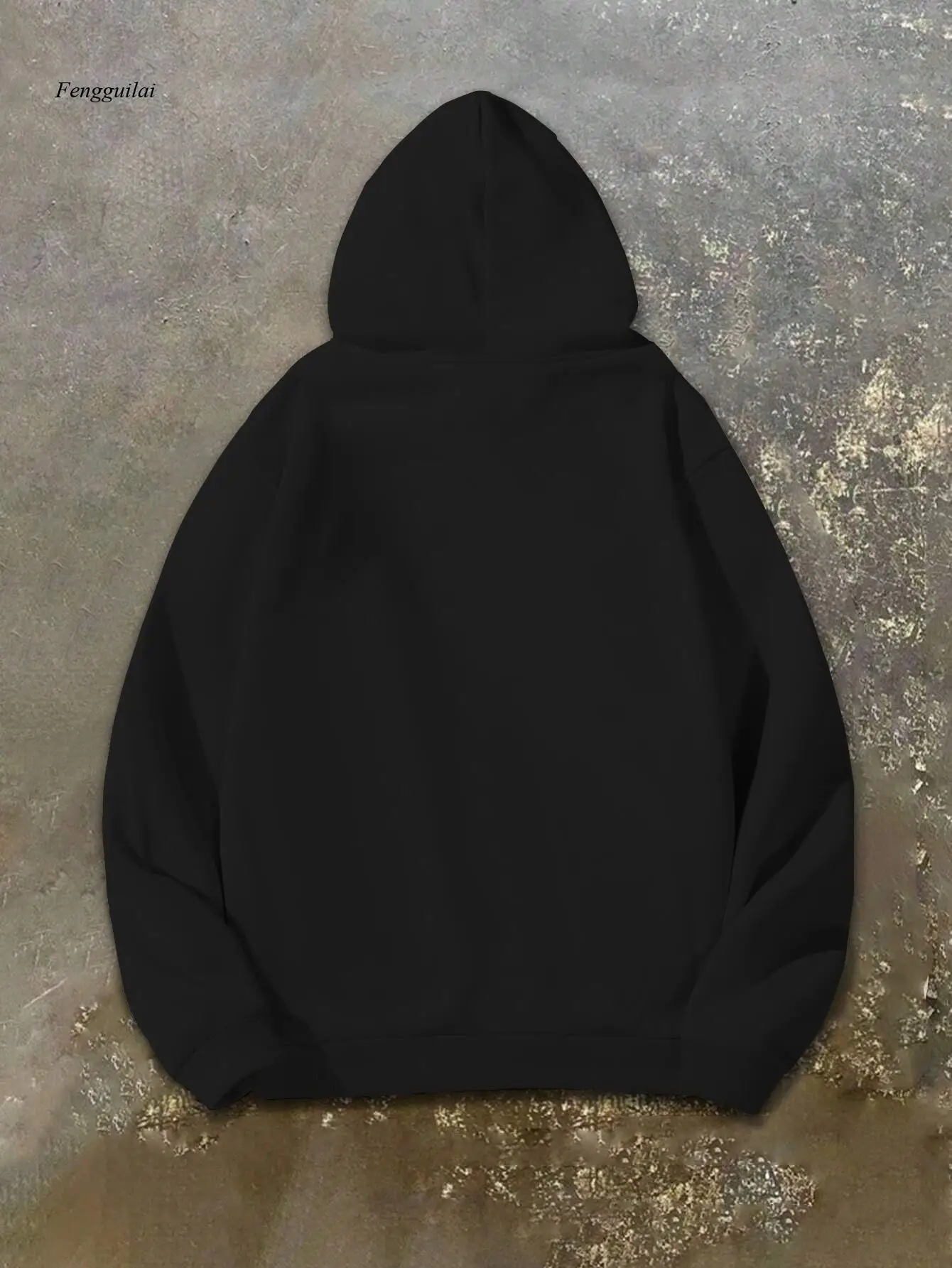 Casual Hoodie with Festive Geese and Santa Hats Print, Long Sleeve, Non-Stretch Fabric, Loose Fit