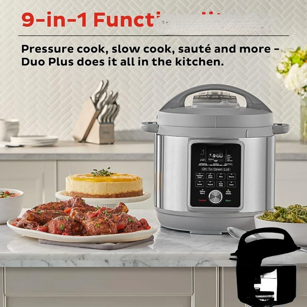 Quiet 9-in-1 Electric Pressure Cooker, Slow Rice Cooker, Steamer, Sauté, Yogurt Maker