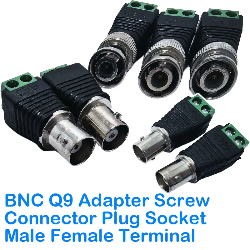BNC Q9 Adapter Screw Connector Plug Socket Male Female Terminal for Balun Audio Video CCTV Surveillance Security Camera