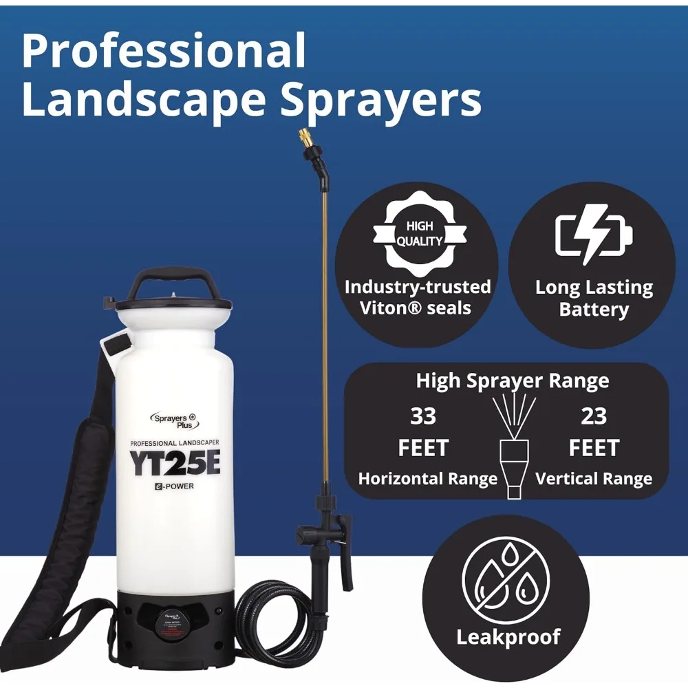 Battery Sprayer 12V Lithium-ion with Viton Seals & O-Ring Brass Wand & Nozzle & Shoulder Strap 2 Gallon