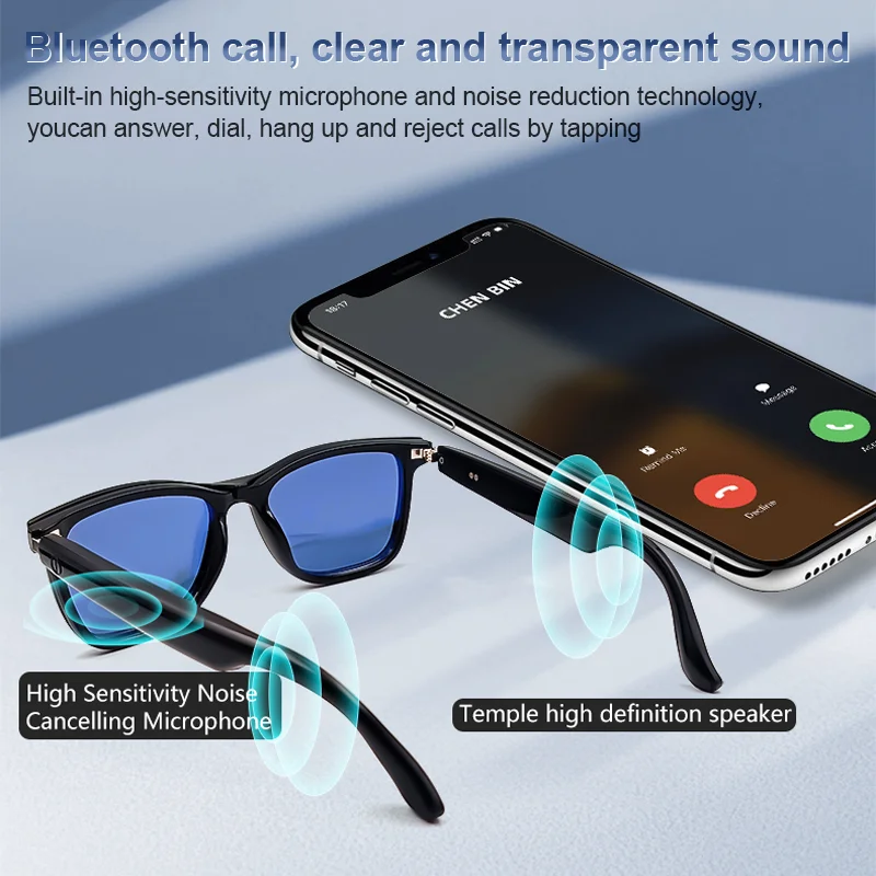 LIGE แว่นกันแดดอัจฉริยะ AI Voice Bluetooth Call เพลงโพลาไรซ์ป้องกันแสงสีฟ้า UV-Proof กรอบแม่เหล็กเลนส์หูฟังแว่นตา