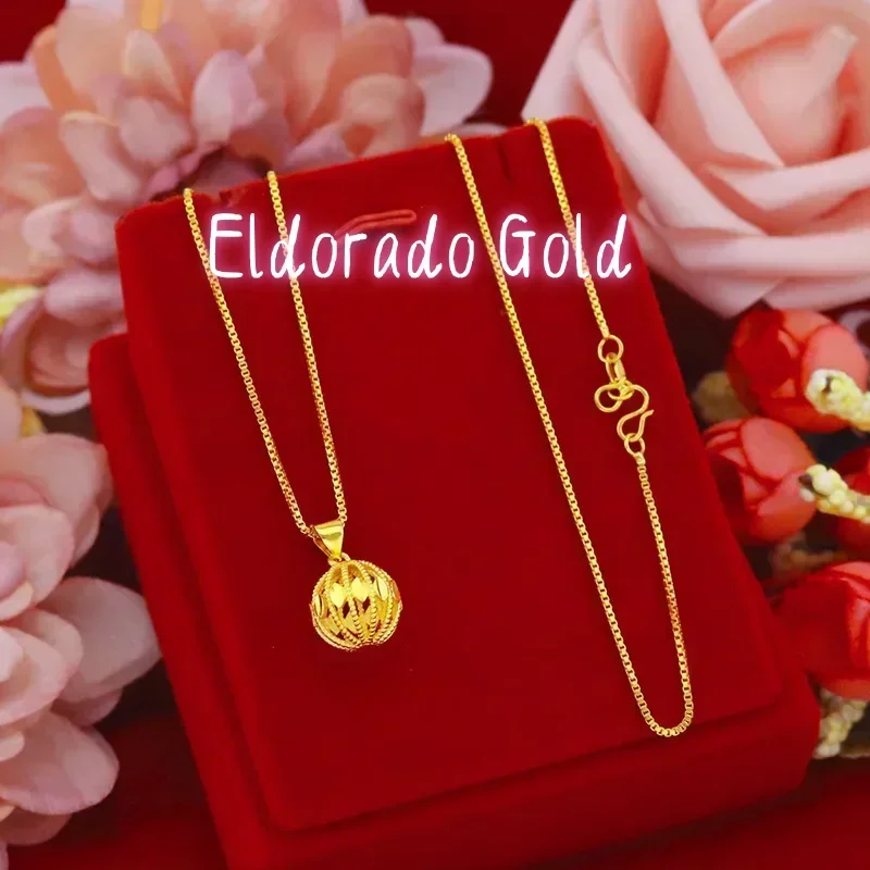 

Eldorado Gold 9999 real gold 24K yellow gold Women's Hollow Ball Necklace