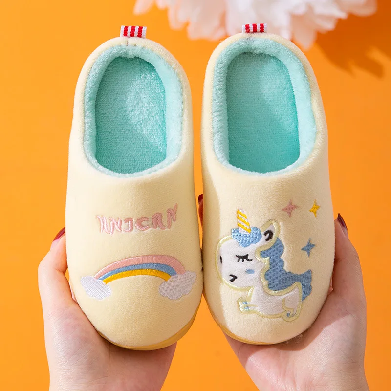 Baby Boys and Girls Children Warm Bun Head Parent-child Autumn and Winter Indoor Home Floor Cotton Slippers To Prevent Slipping